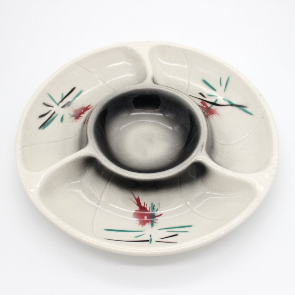 Vintage Lane & Co. 12" Ceramic MCM Chips and Dip Serving Platter